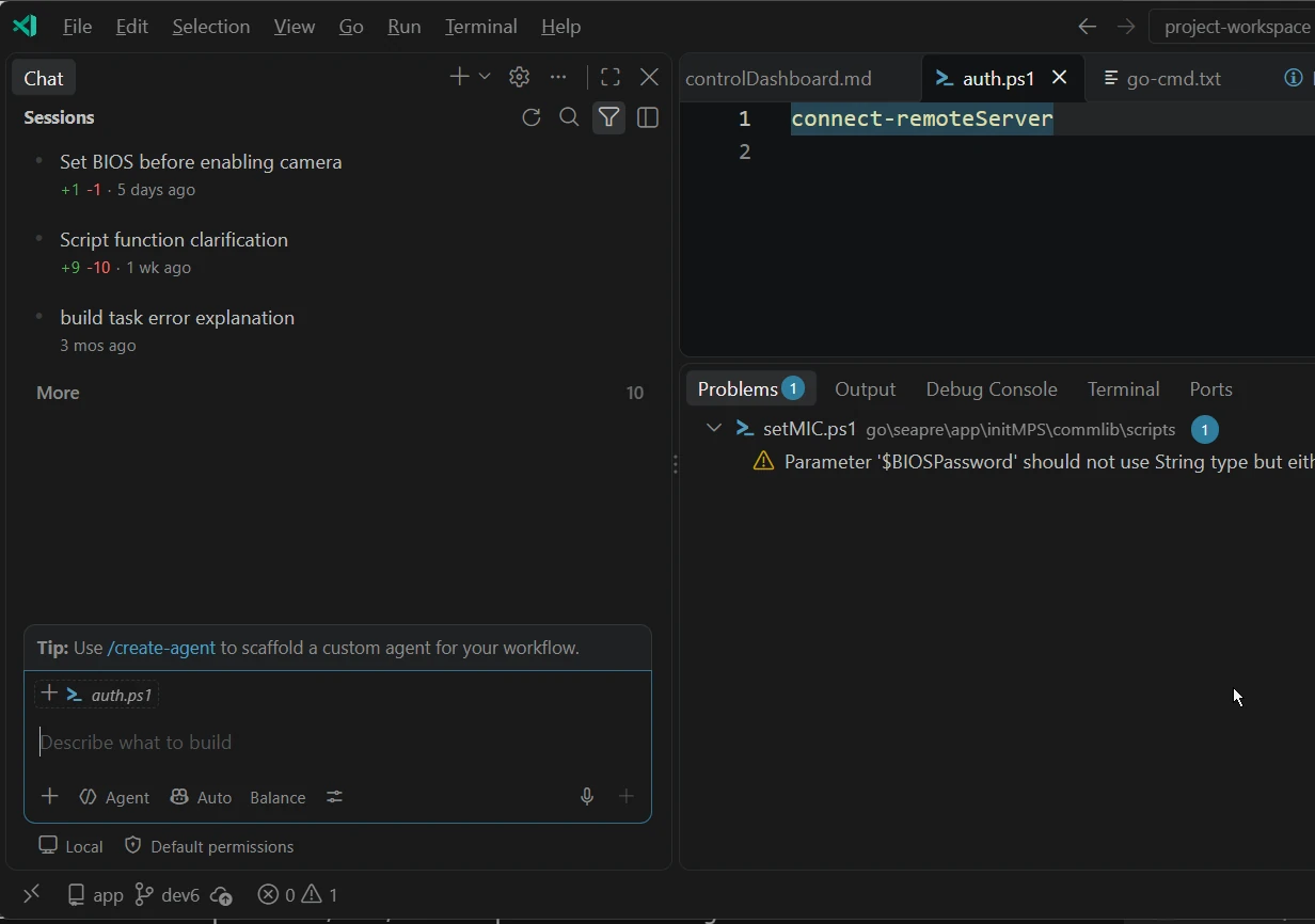 GitHub Copilot Chat panel in Visual Studio Code