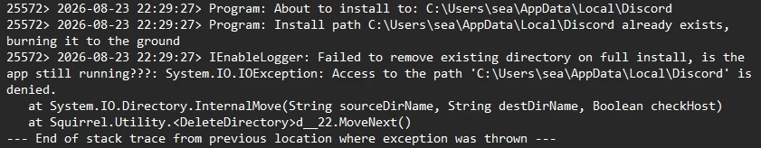 Discord Squirrel setup log access denied error